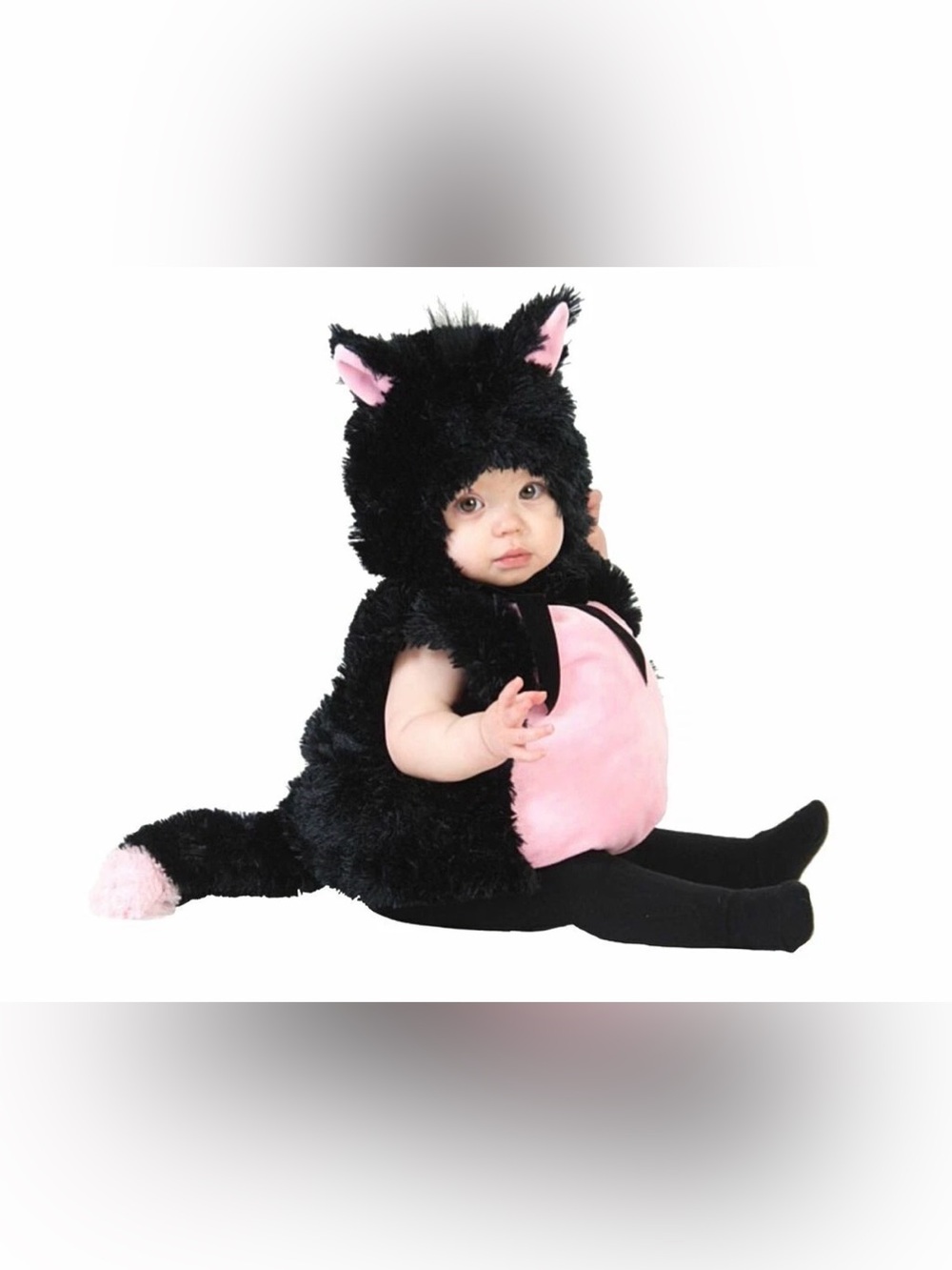PRINCESS PARADISE Infant FUZZY Plush Black & Pink Kitty Cat Costume 6-12 Months